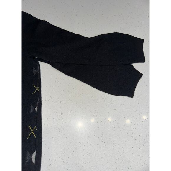 J Crew Women’s Sweater Argyle Pullover Wool Cashmere Black M Preppy Academic - Picture 5 of 8